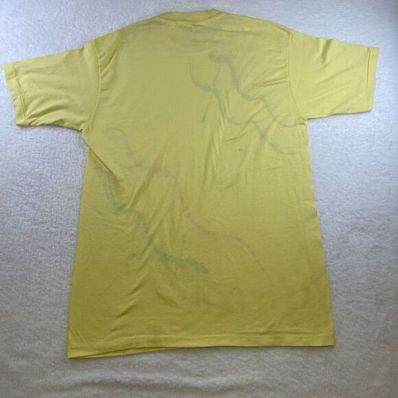 Large Vintage Hanes Fifty-Fifty Canary Yellow Custom Painted T-Shirt Glitter - Picture 2 of 16